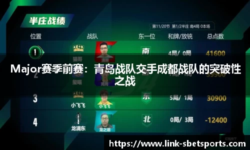 Major赛季前赛：青岛战队交手成都战队的突破性之战